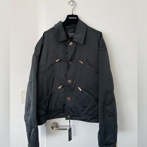 Versace mens Medusa lightweight technical black gold puffer utility jacket NWT